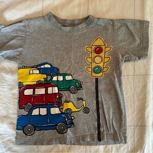 4 Mulberribush Gray and Yellow Short Sleeve Tee with Playful Design